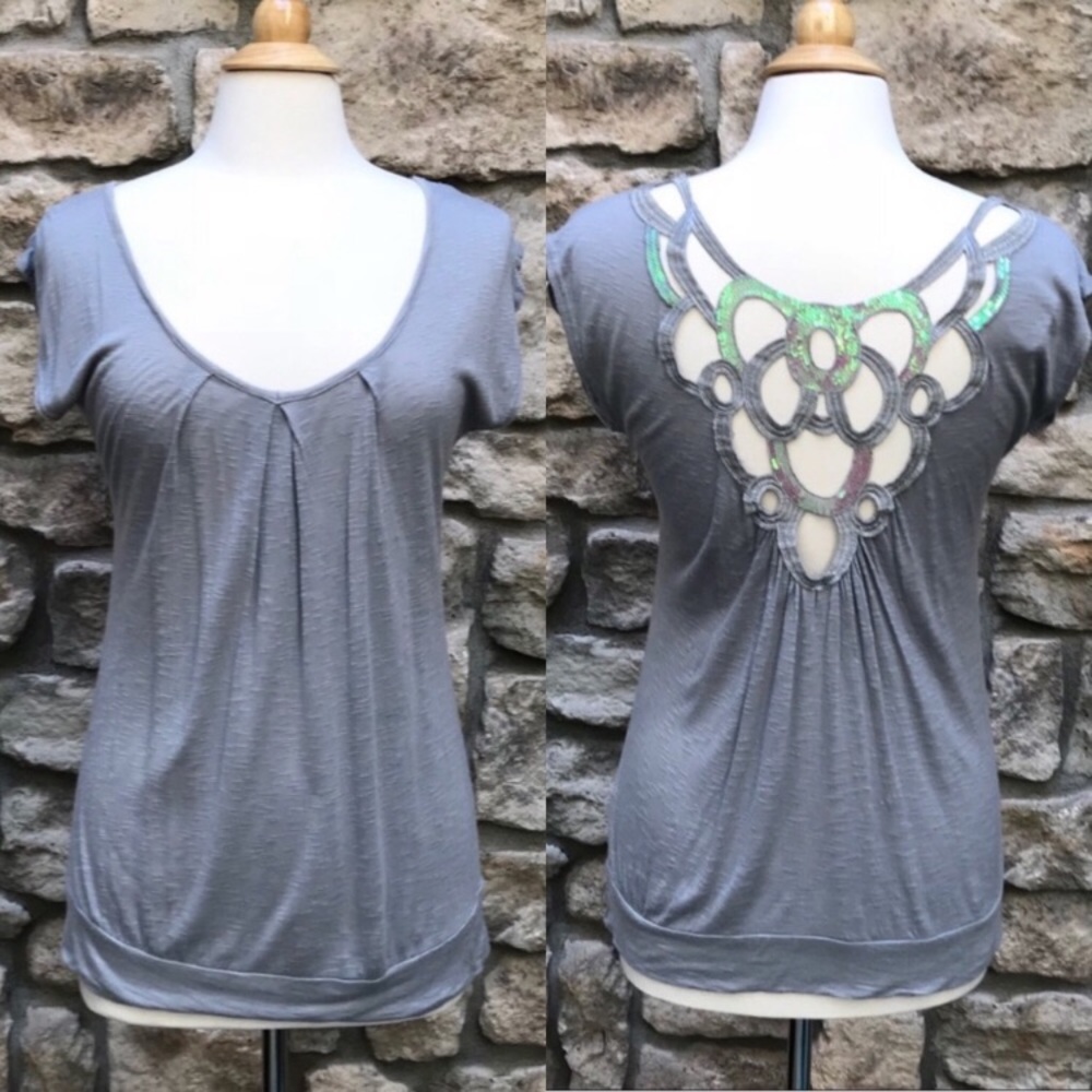 โจHPโจ THREADS Open Back Sequin Top Tunic Tee Small - Picture 8 of 9